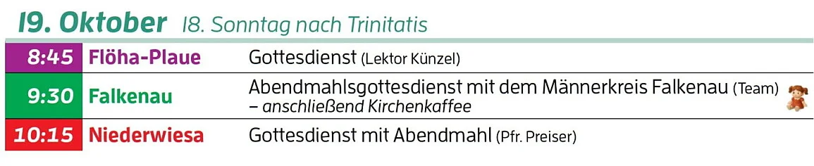 Gottesdienste im August
