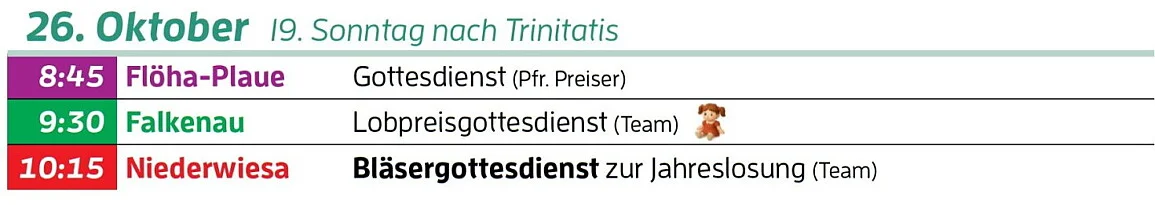 Gottesdienste im August